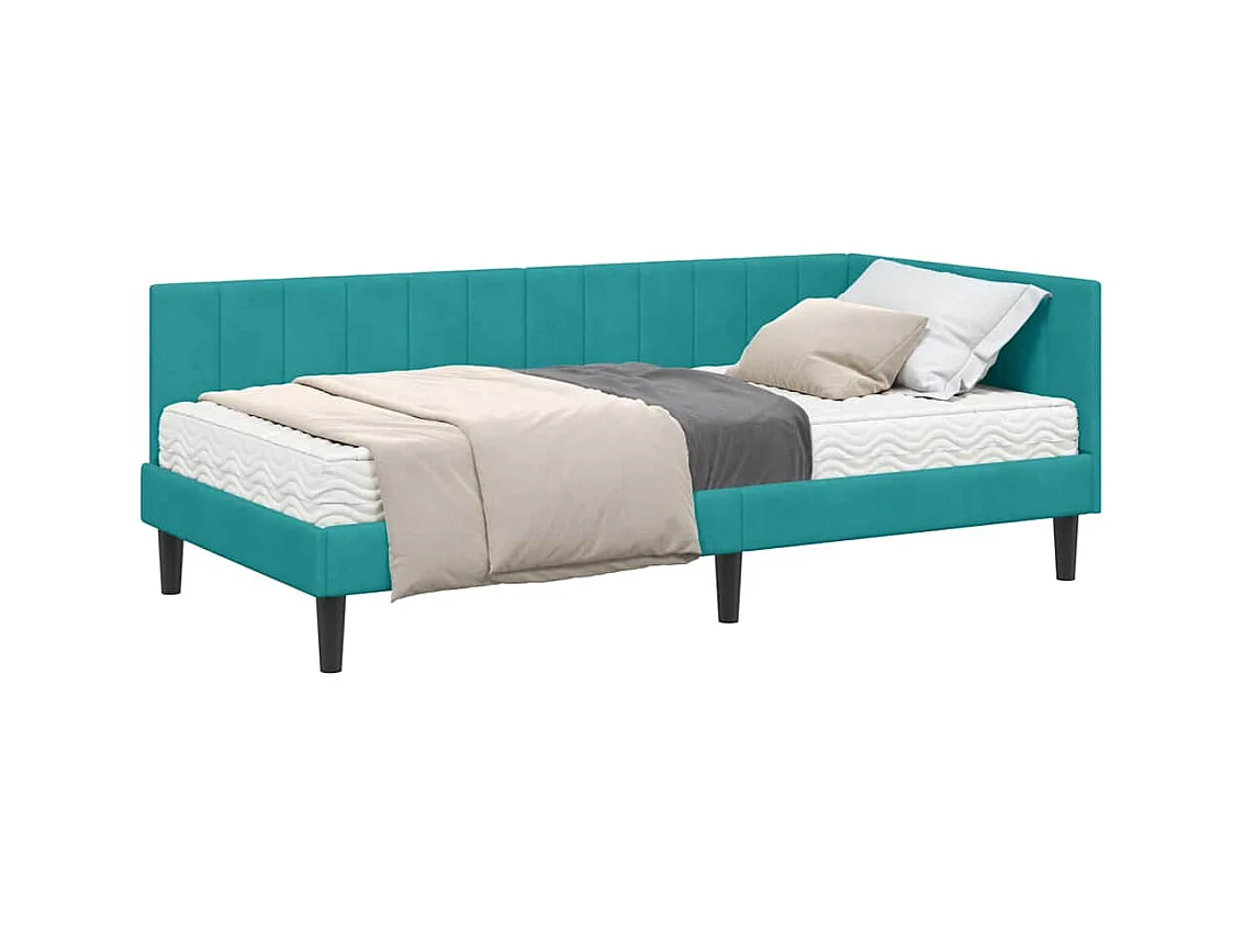 Cadre de lit d'angle Turquoise 100 x 200 cm Velours