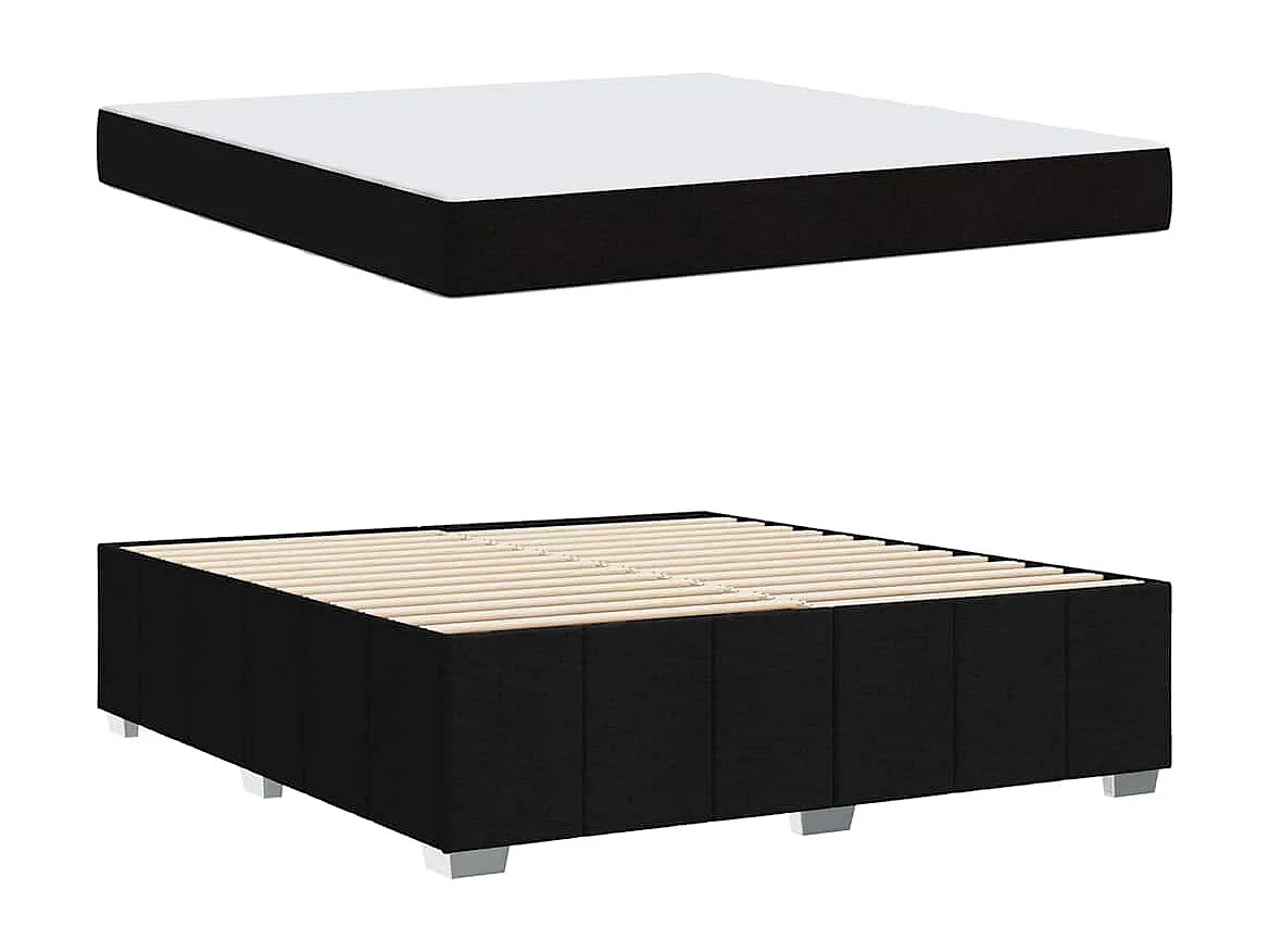 Cadre de lit avec matelas Noir 180 x 200 cm tissu