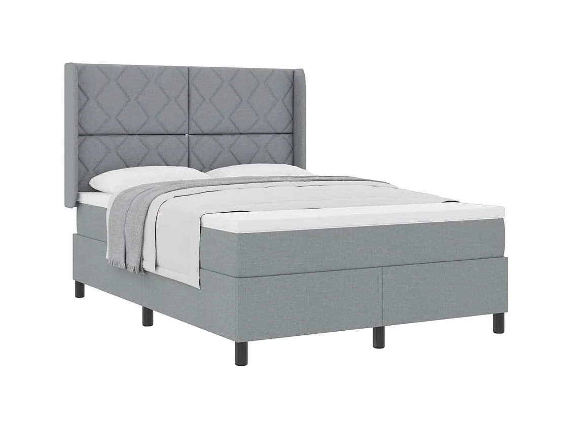Cadre de lit avec matelas Gris clair 140 x 200 cm tissu