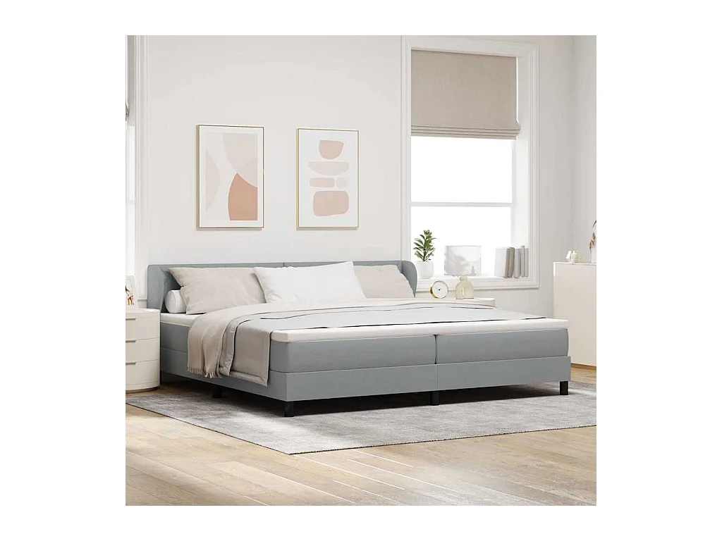 Cadre de lit avec matelas Gris clair 200 x 200 cm tissu