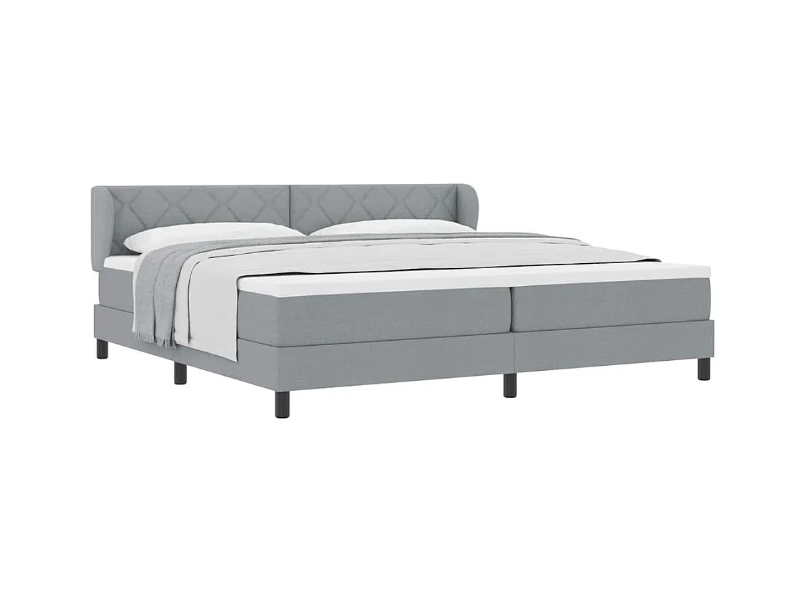 Cadre de lit avec matelas Gris clair 200 x 200 cm tissu