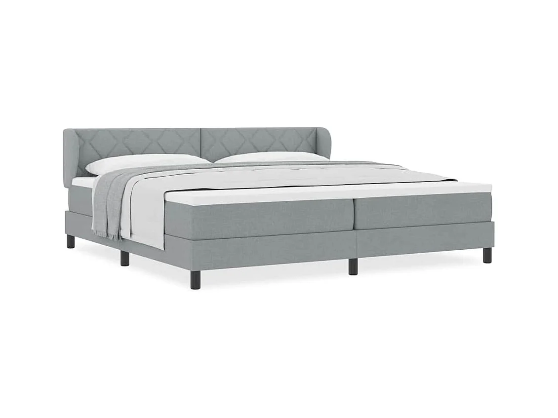 Cadre de lit avec matelas Gris clair 200 x 200 cm tissu