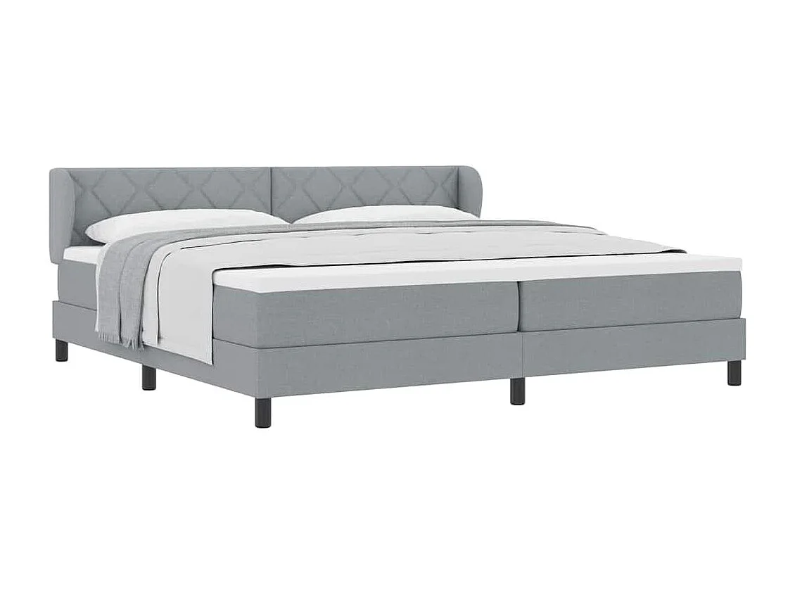 Cadre de lit avec matelas Gris clair 200 x 200 cm tissu