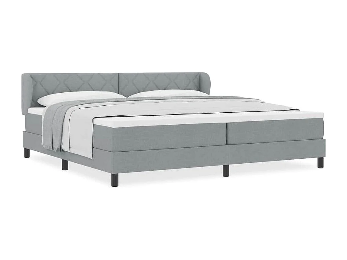 Cadre de lit avec matelas Gris clair 200 x 200 cm tissu
