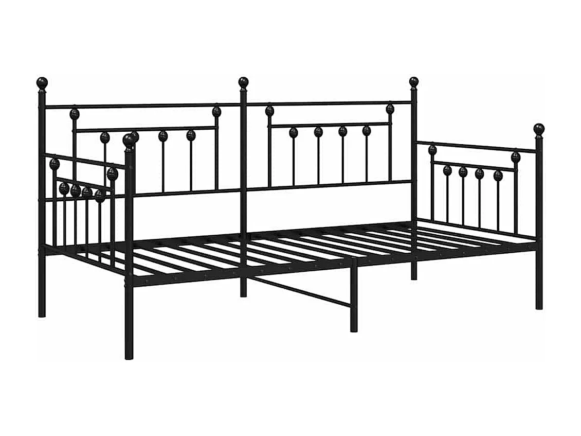 Cadre de lit de jour avec tête de lit Noir 100 x 200 cm Acier