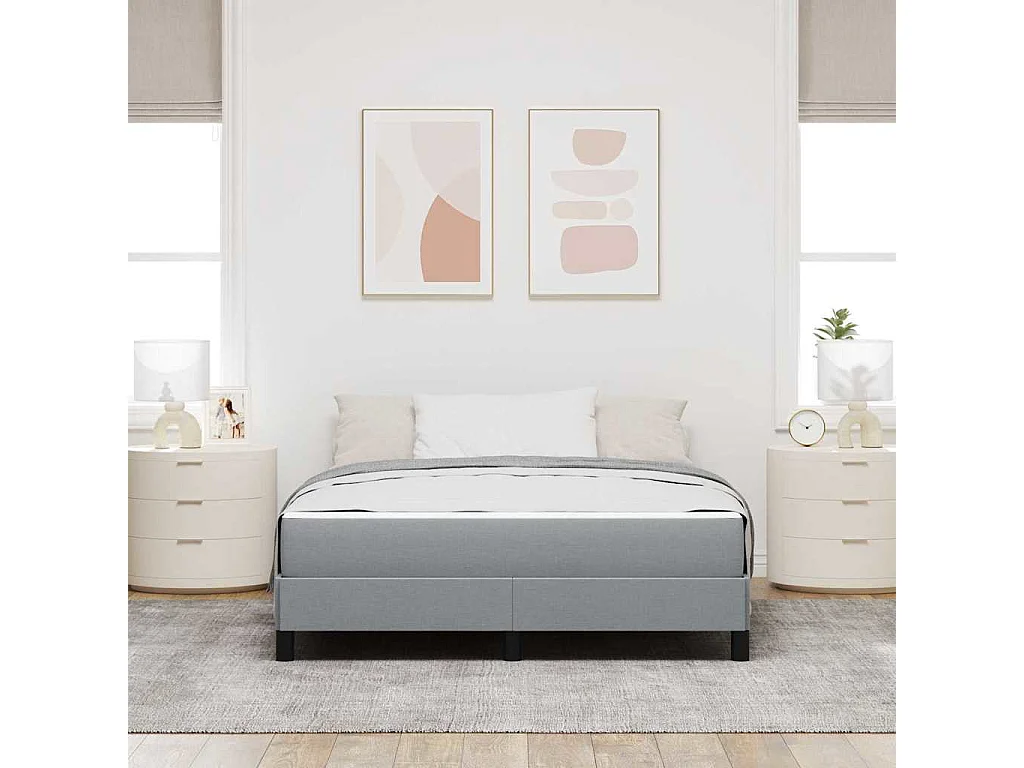 Cama tipo Box Spring con colchón Gris claro 140 x 200 cm tela
