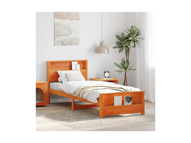 Bedframe met hoofdeinde Wasbruin 80 x 200 cm Massief grenenhout