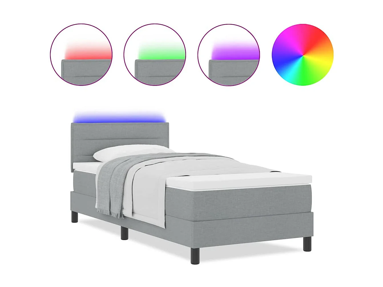 Boxspring bed met matras Lichtgrijs 90 x 190 cm Stof