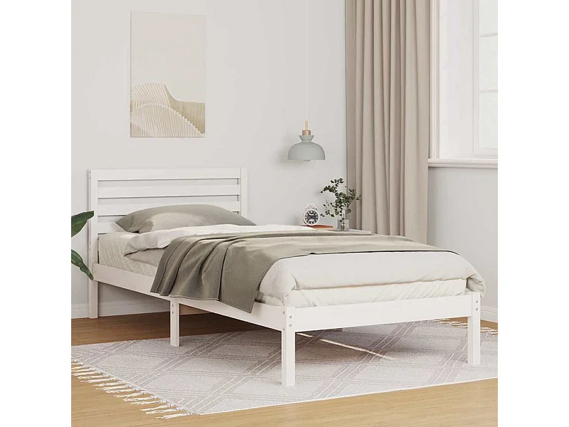 Bedframe met hoofdeinde Wit 90 x 220 cm Massief grenenhout