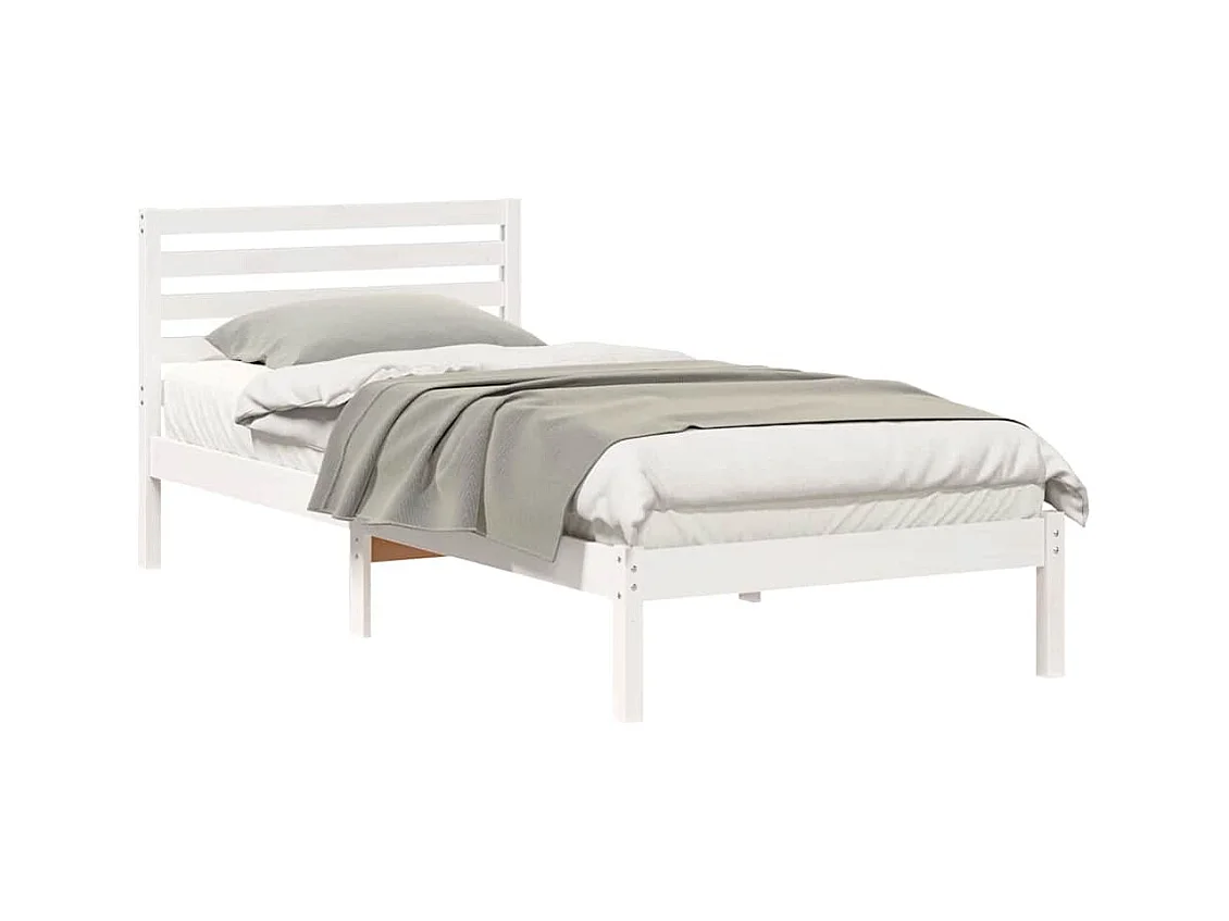 Cadre de lit Blanc 90 x 220 cm Bois massif en pin