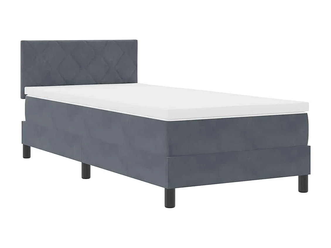 Cadre de lit avec matelas Gris foncé 100 x 200 cm tissu