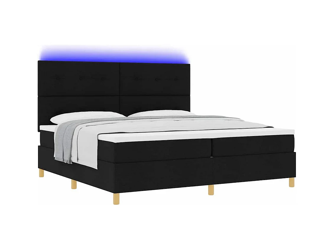 Cadre de lit avec matelas Noir 200 x 200 cm tissu