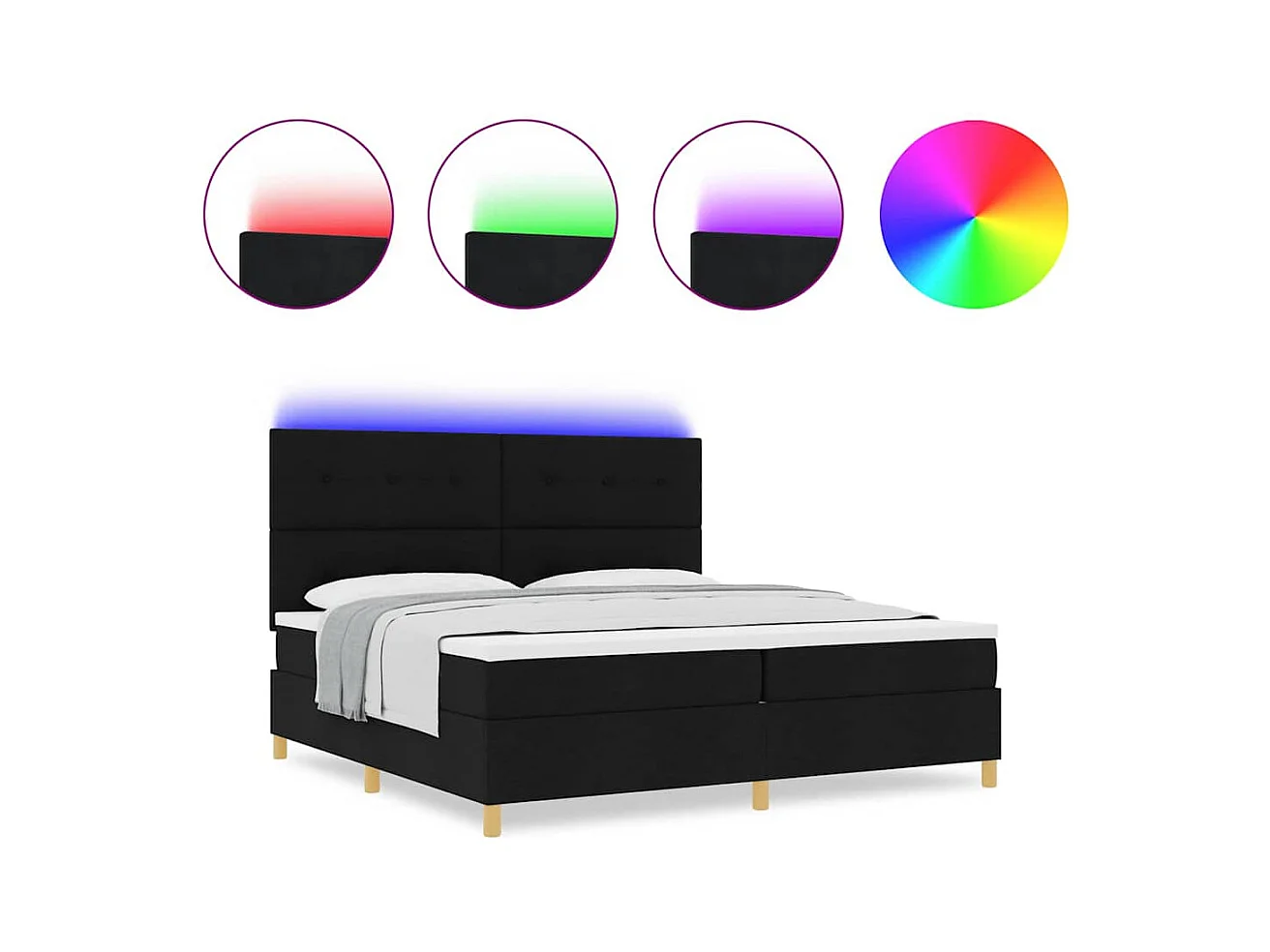 Cadre de lit avec matelas Noir 200 x 200 cm tissu