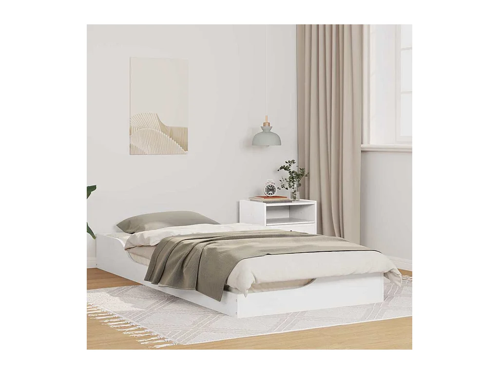 Cadre de lit surélevé Blanc 80 x 200 cm Bois massif en pin