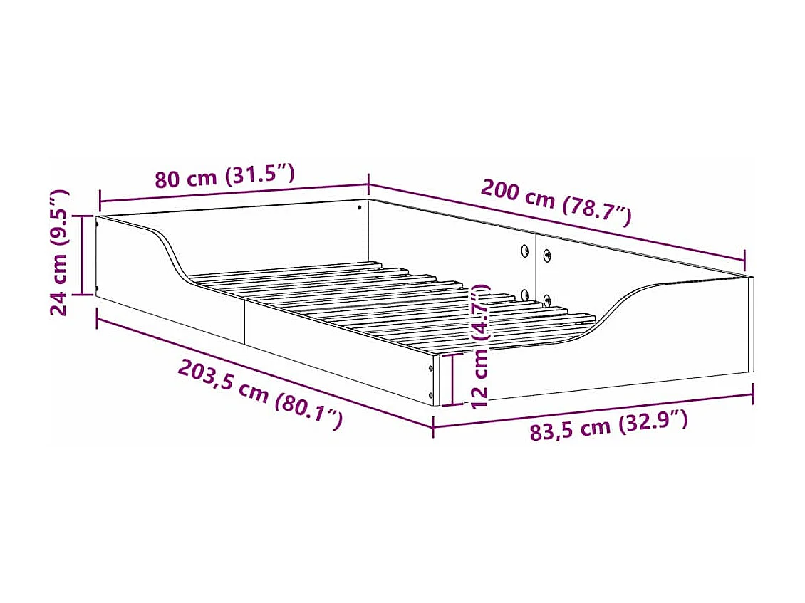 Estructura de cama Blanco 80 x 200 cm Madera maciza de pino