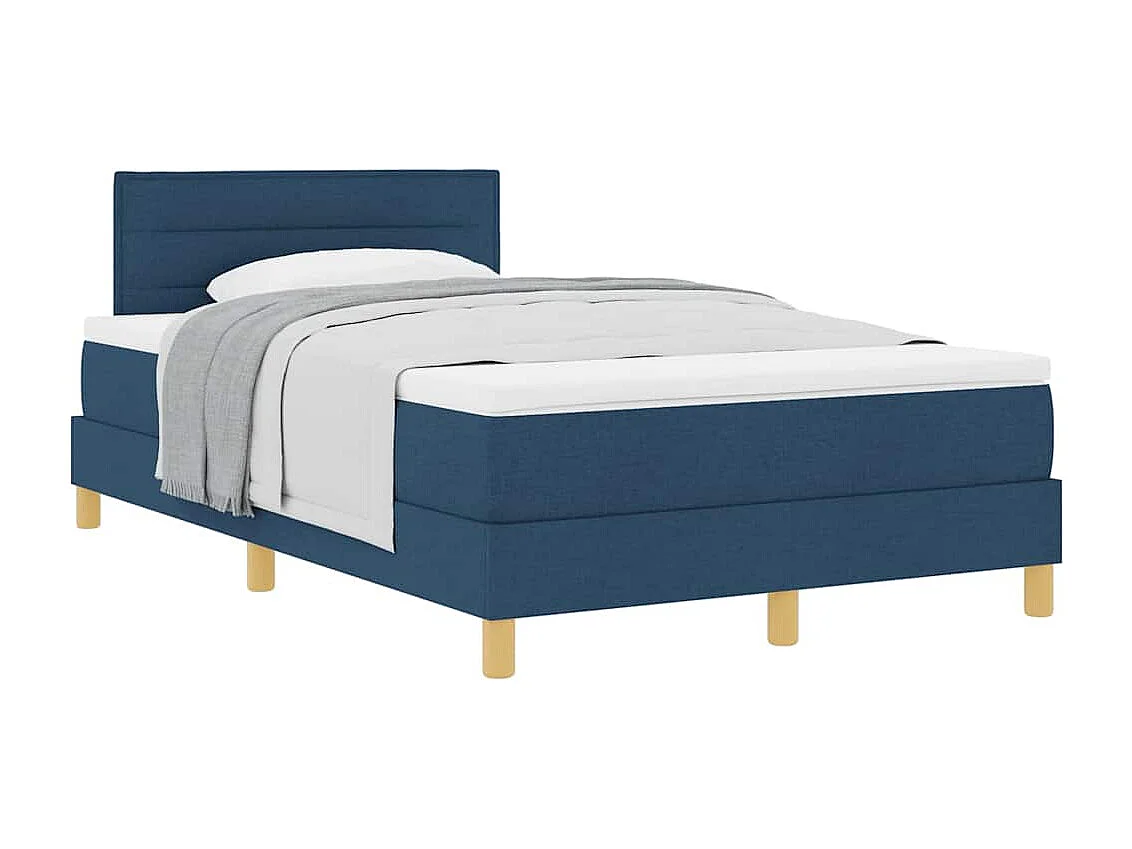 Cadre de lit avec matelas avec matelas Bleu 120 x 200 cm tissu