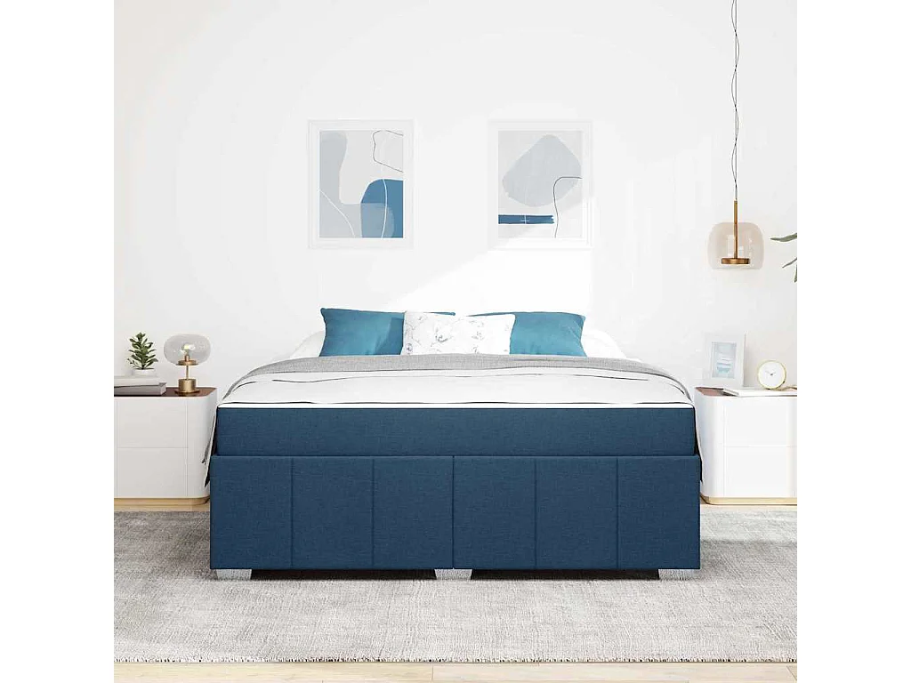 Bedframe met matras Blauw 180 x 200 cm Stof