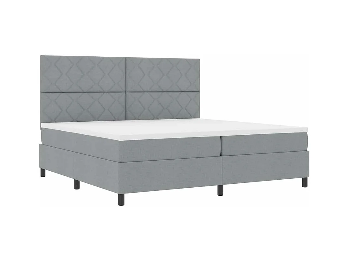 Cama tipo Box Spring con colchón Gris claro 200 x 200 cm tela