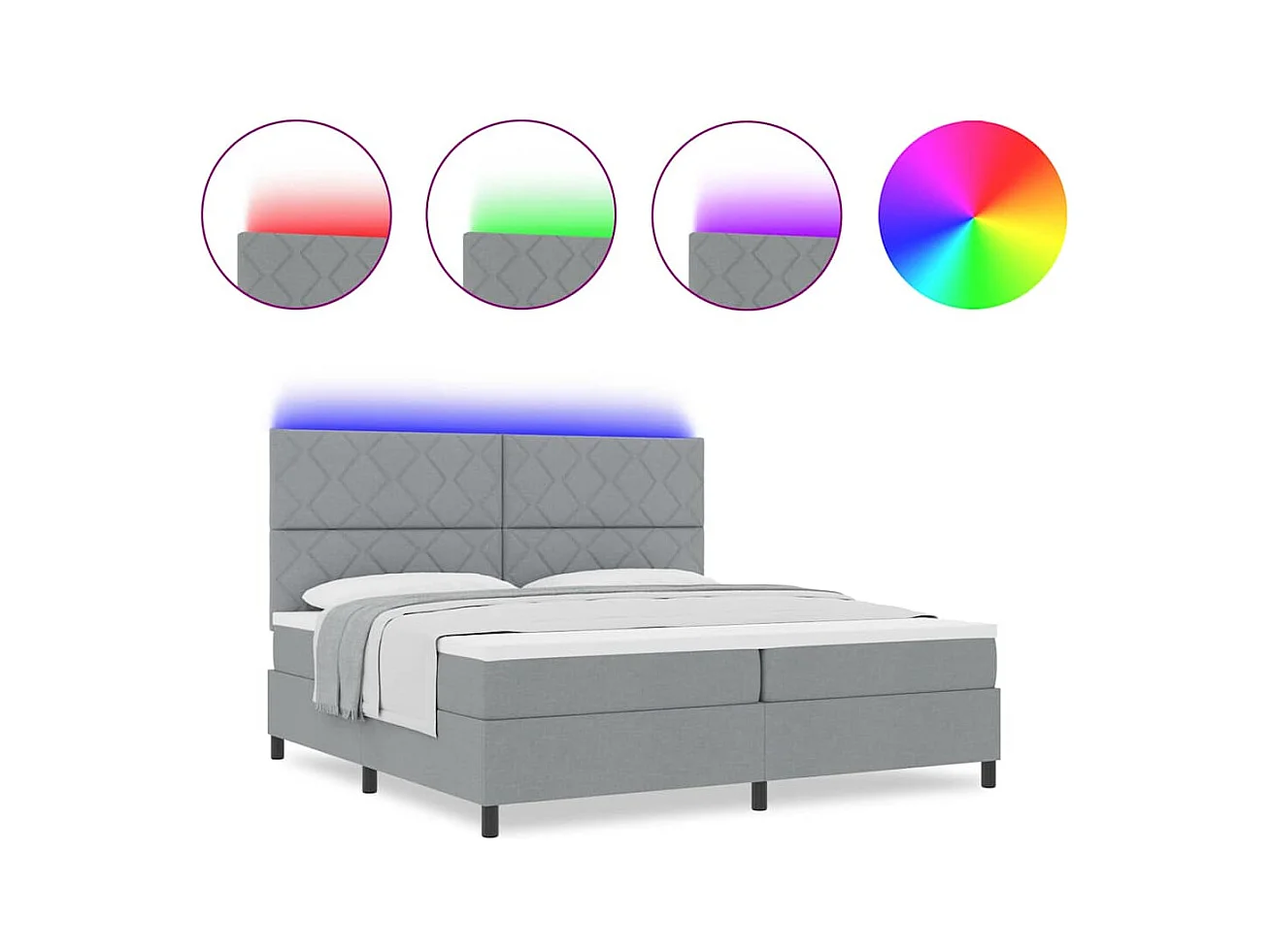 Cama tipo Box Spring con colchón Gris claro 200 x 200 cm tela