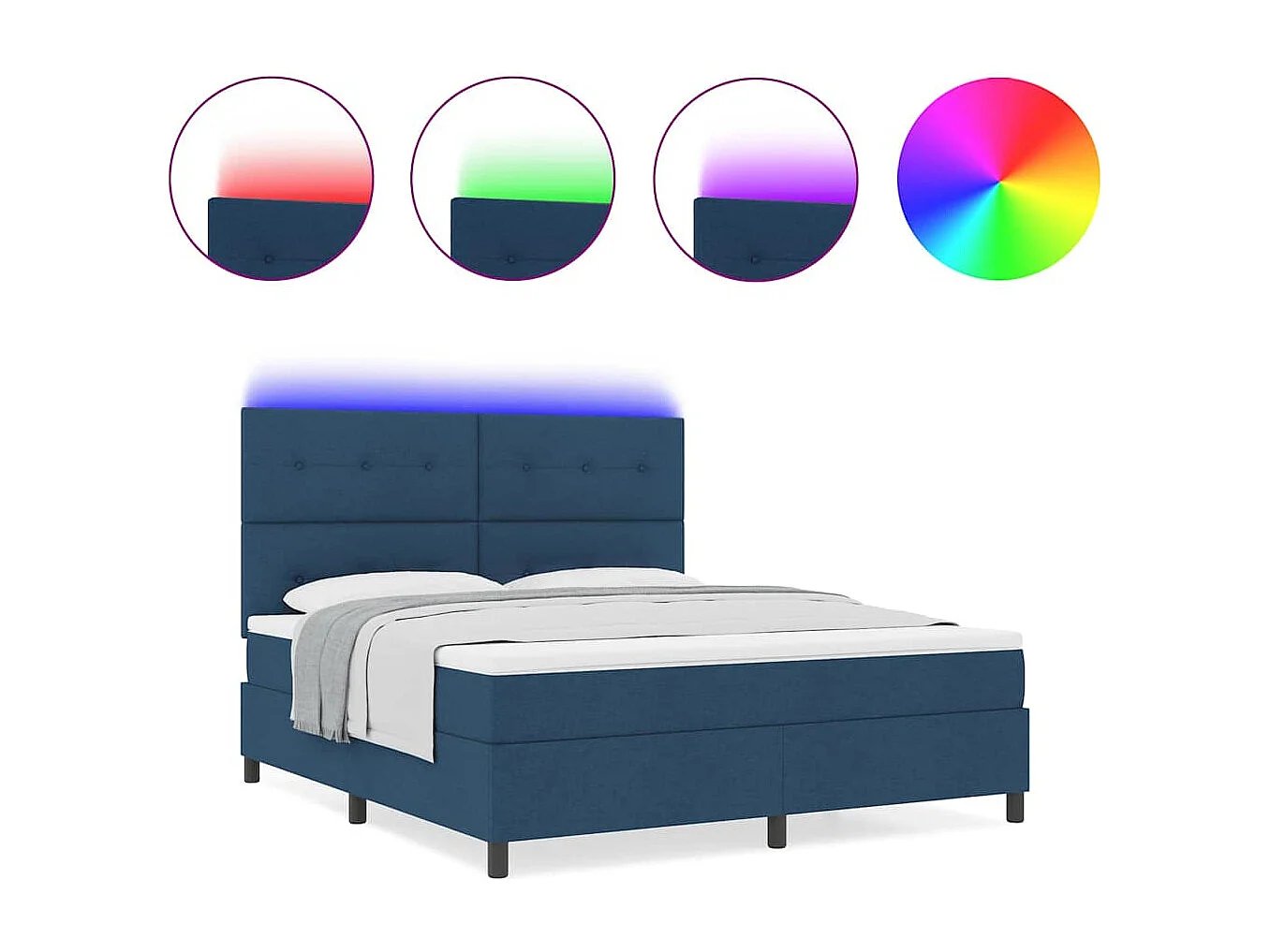 Cama tipo Box Spring con colchón Azul 180 x 200 cm tela