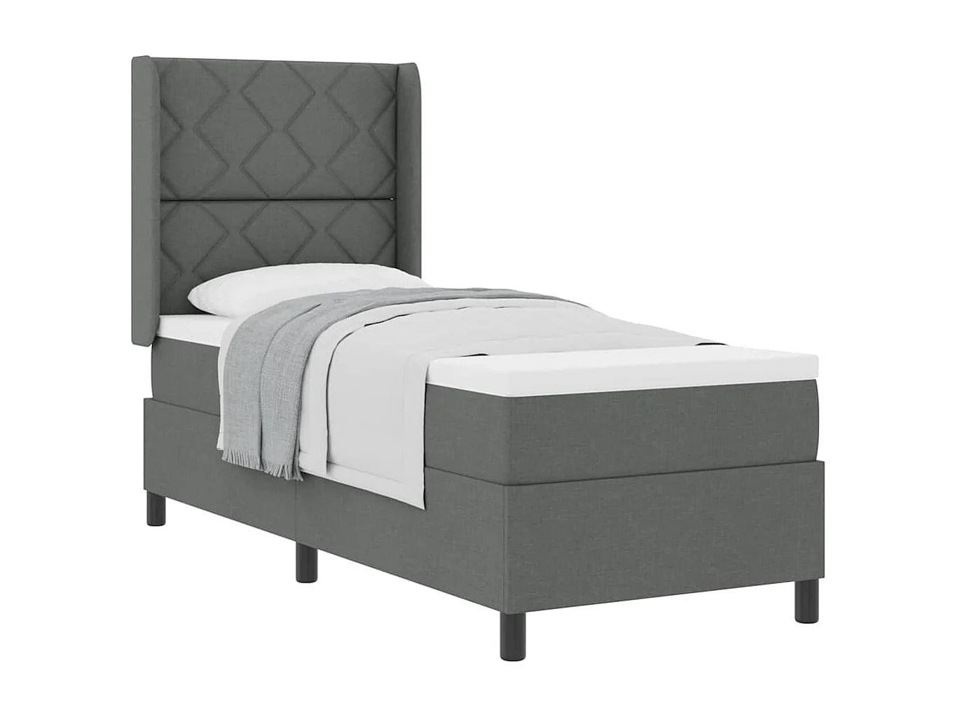 Cama tipo Box Spring con colchón Gris oscuro 80 x 200 cm tela