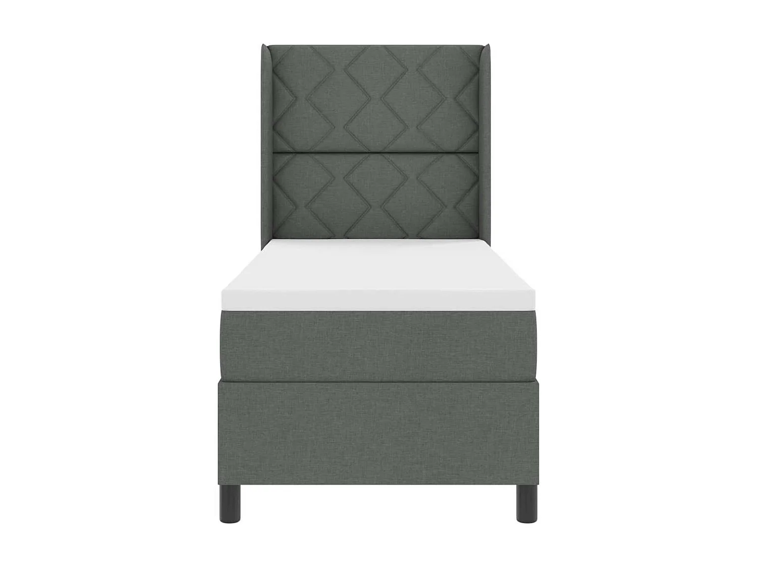 Cama tipo Box Spring con colchón Gris oscuro 80 x 200 cm tela