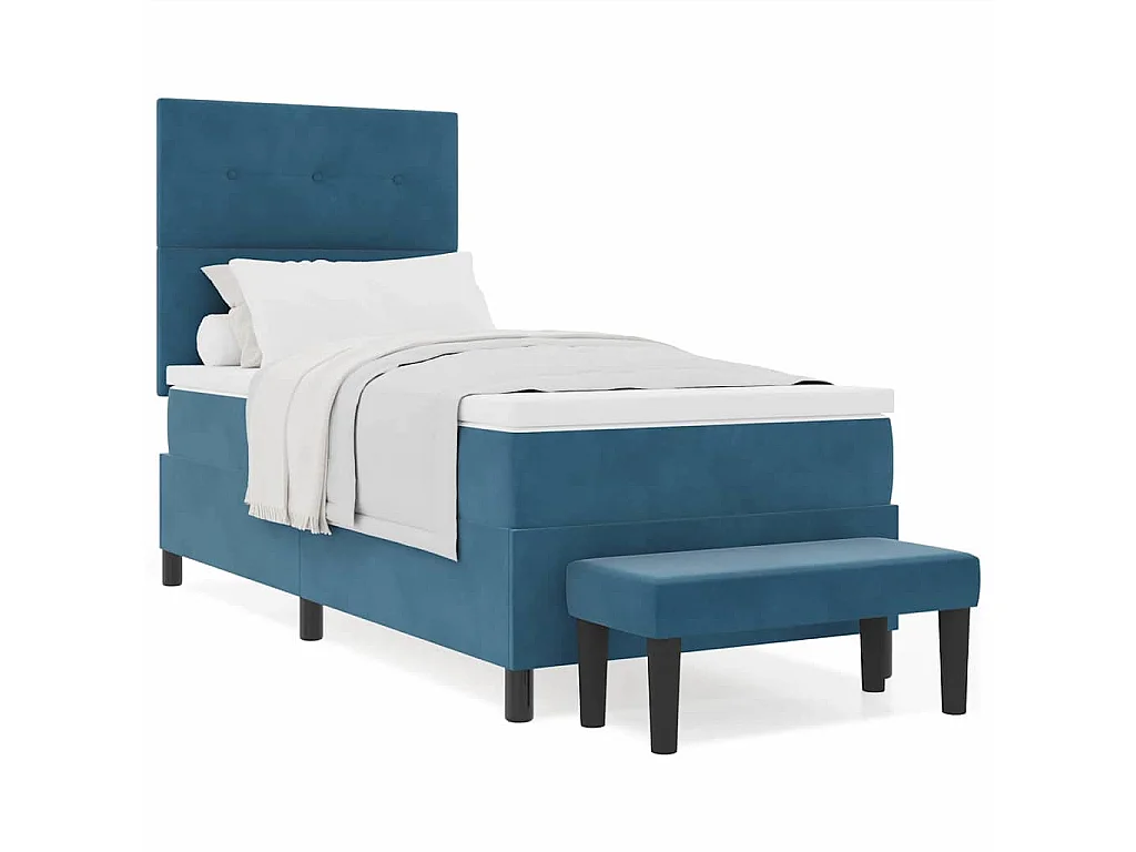 Cadre de lit avec matelas Bleu foncé 90 x 200 cm Velours