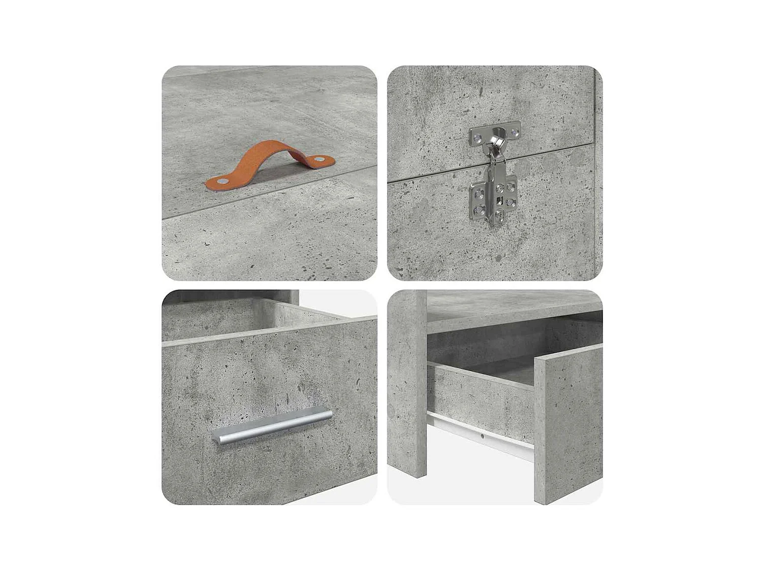 Cadre de lit avec rangement avec tiroir Gris béton 200 x 200 cm