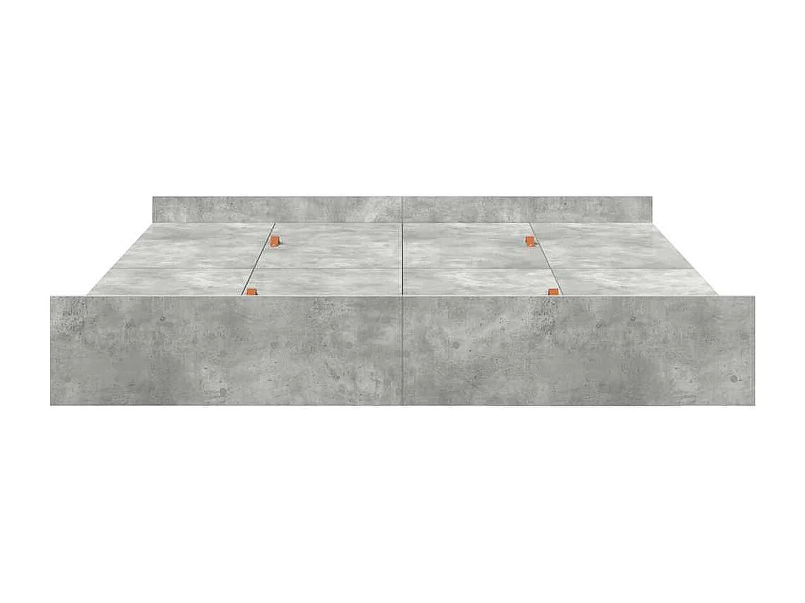 Cadre de lit avec rangement avec tiroir Gris béton 200 x 200 cm