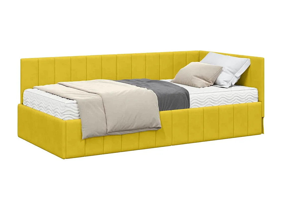 met matras met hoofdeinde Geel 90 x 200 cm Fluweel