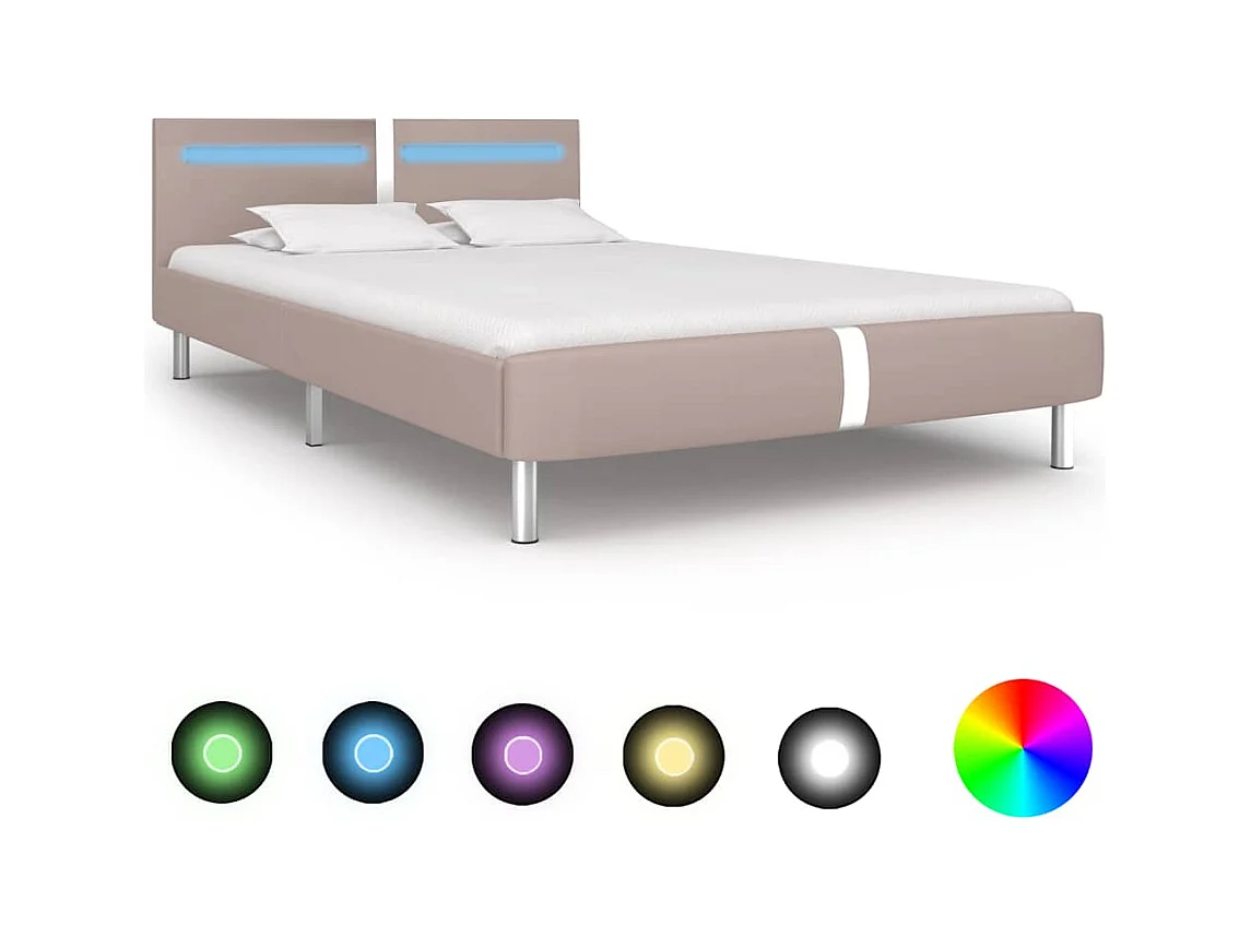 Cadre de lit avec LED sans matelas cappuccino 135x190 cm