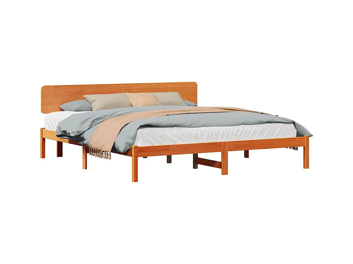 Cadre de lit avec tête de lit Brun cire 180 x 200 cm