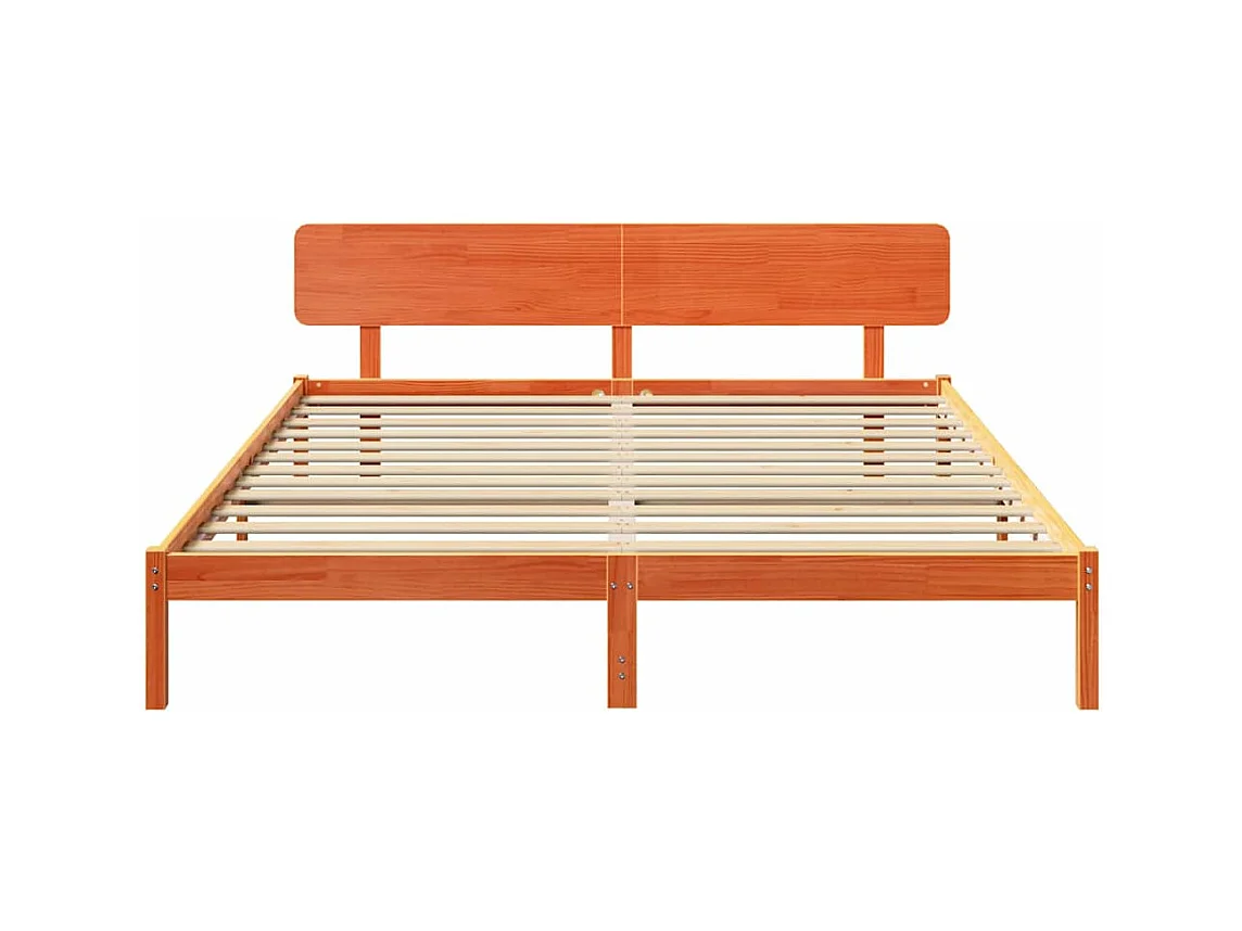 Cadre de lit avec tête de lit Brun cire 180 x 200 cm