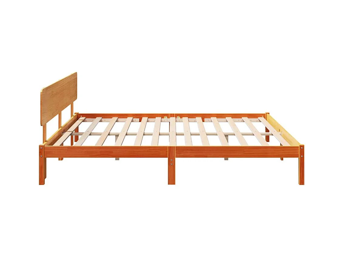 Cadre de lit avec tête de lit Brun cire 180 x 200 cm