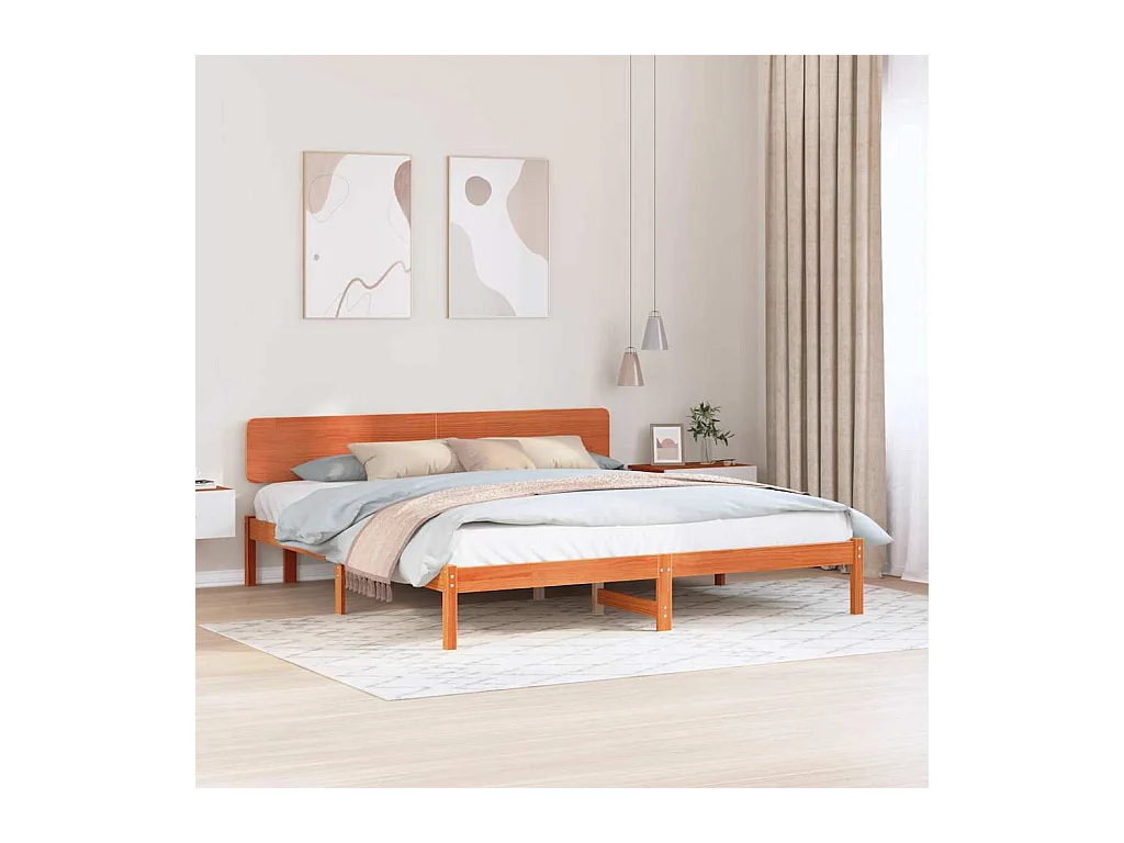 Estrutura da Cama com cabeceira Marrom Cera 180 x 200 cm