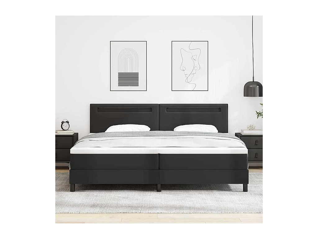 Cadre de lit avec matelas Noir 200 x 200 cm Faux cuir