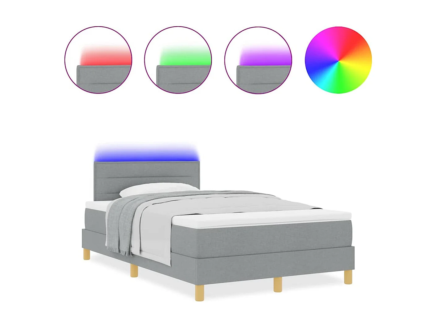 Cama tipo Box Spring con colchón Gris claro 120 x 200 cm tela