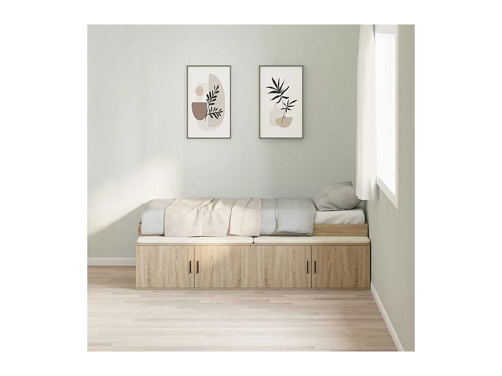 Cadre de lit avec rangement Chêne sonoma 90 x 190 cm