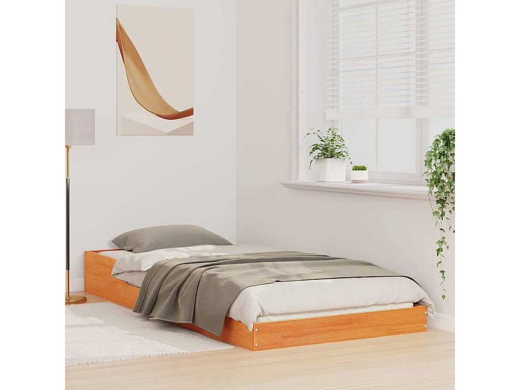 Cadre de lit Marron cire 90 x 200 cm Bois massif en pin