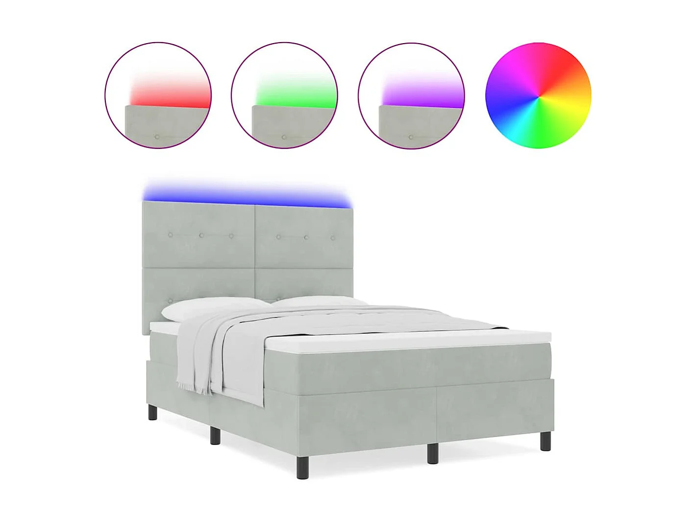 Cama tipo Box Spring Gris claro 140 x 200 cm Terciopelo