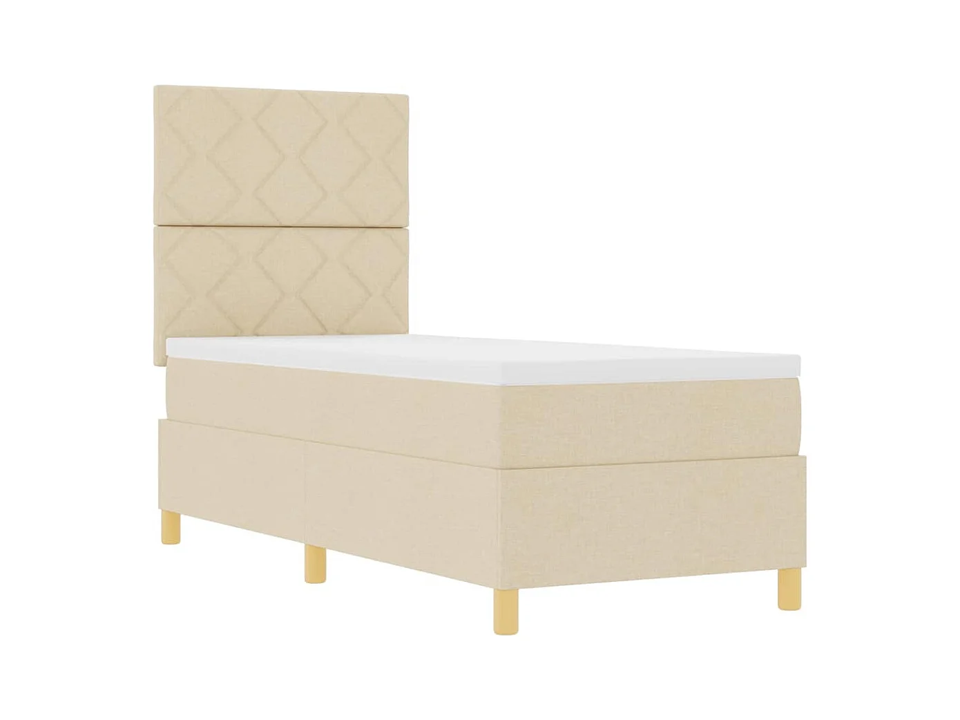 Cama tipo Box Spring con colchón Crema 80 x 200 cm tela