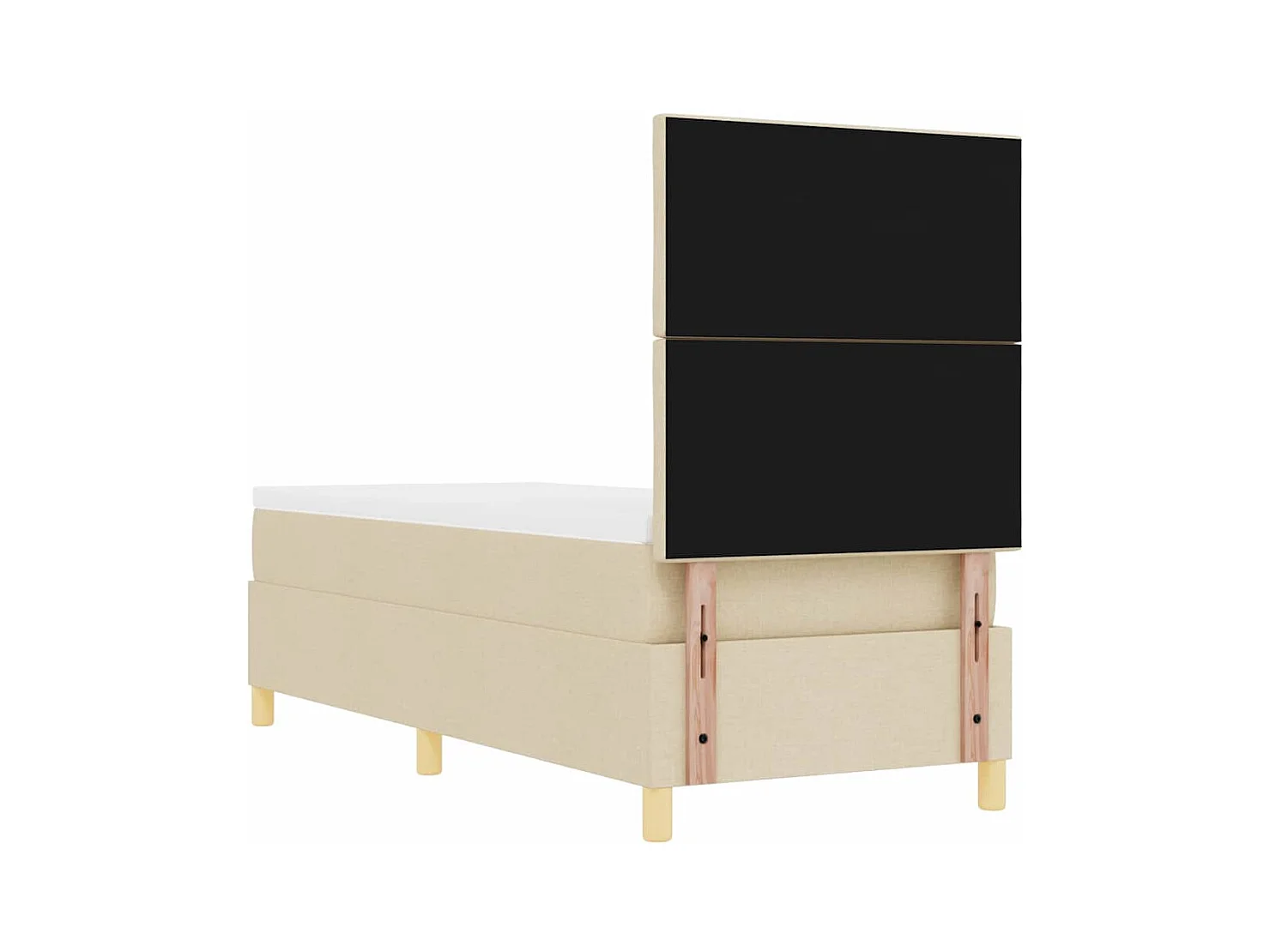 Cama tipo Box Spring con colchón Crema 80 x 200 cm tela