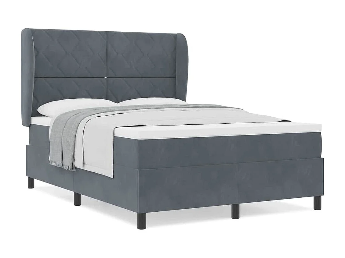Cama tipo Box Spring Gris oscuro 140 x 200 cm Terciopelo