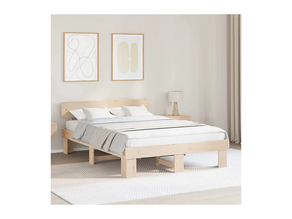 Estrutura da Cama Castanho 160 x 200 cm Madeira de pinho maciça