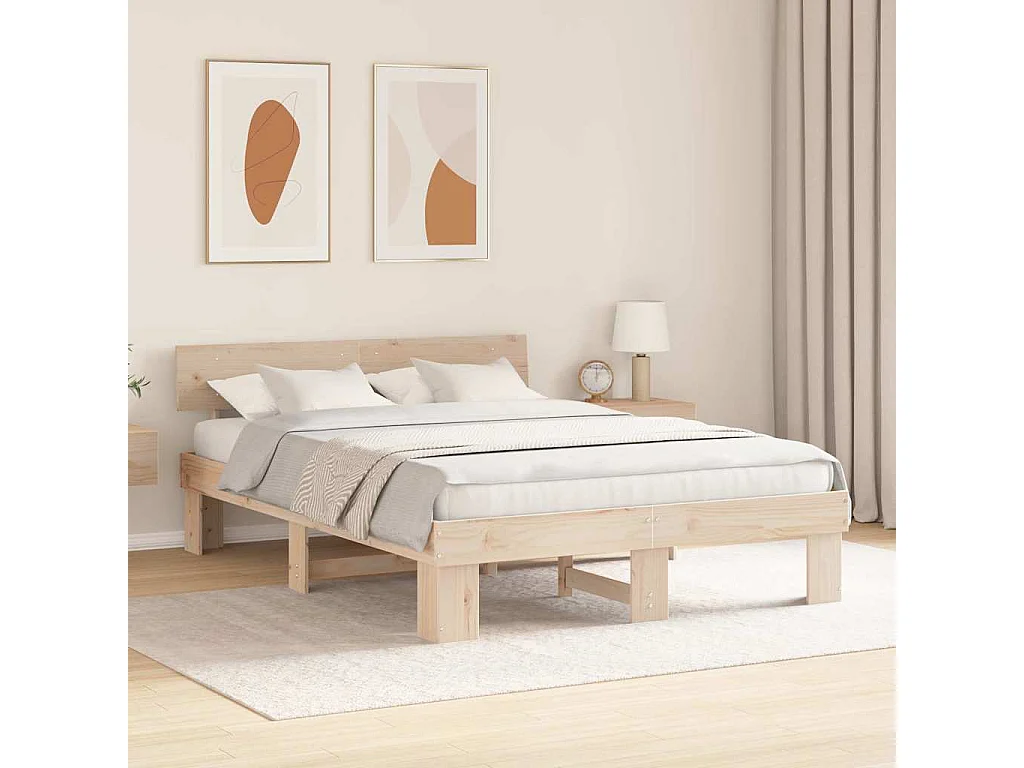 Estructura de cama Marrón 160 x 200 cm Madera maciza de pino