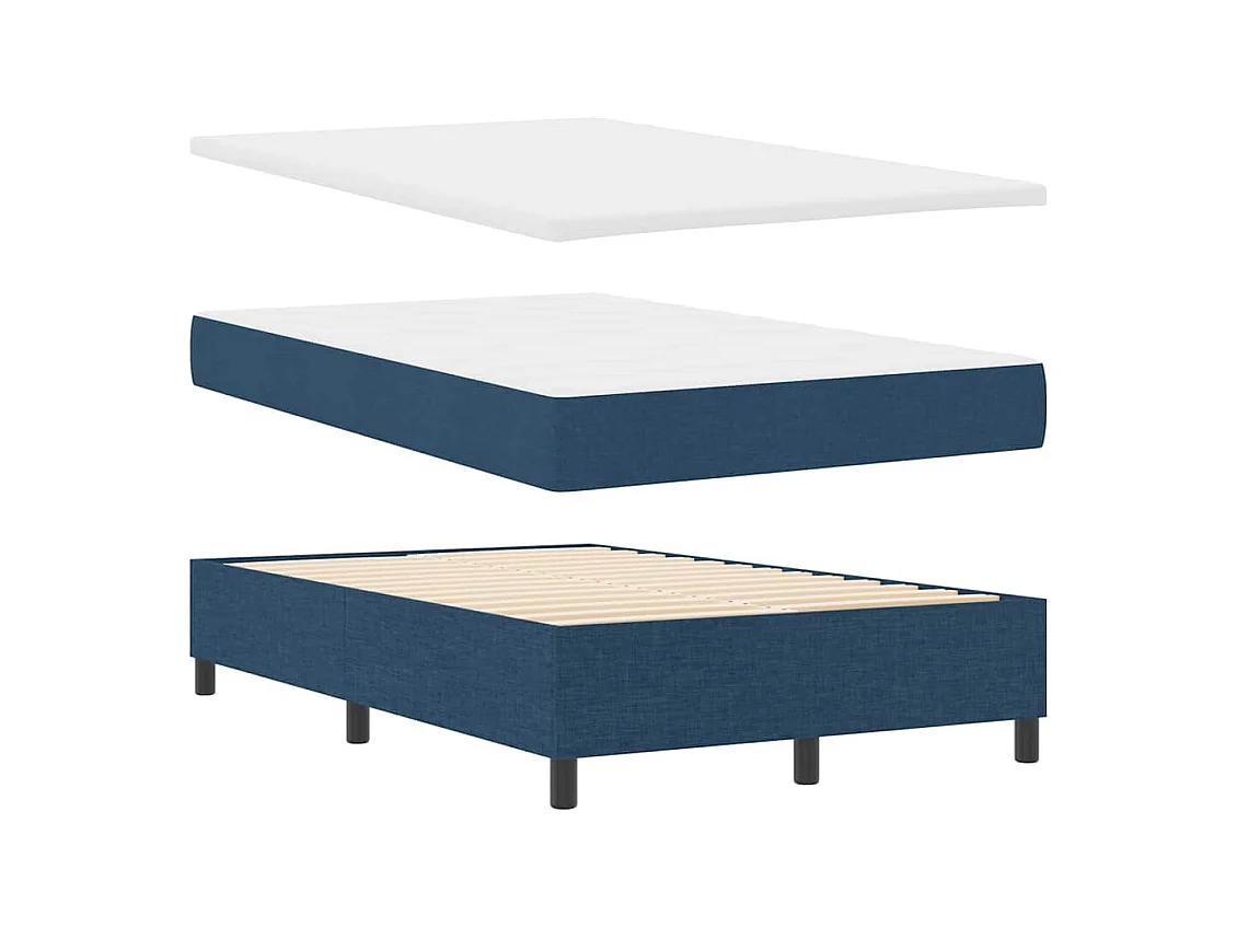 Cama tipo Box Spring con colchón Azul 120 x 200 cm tela