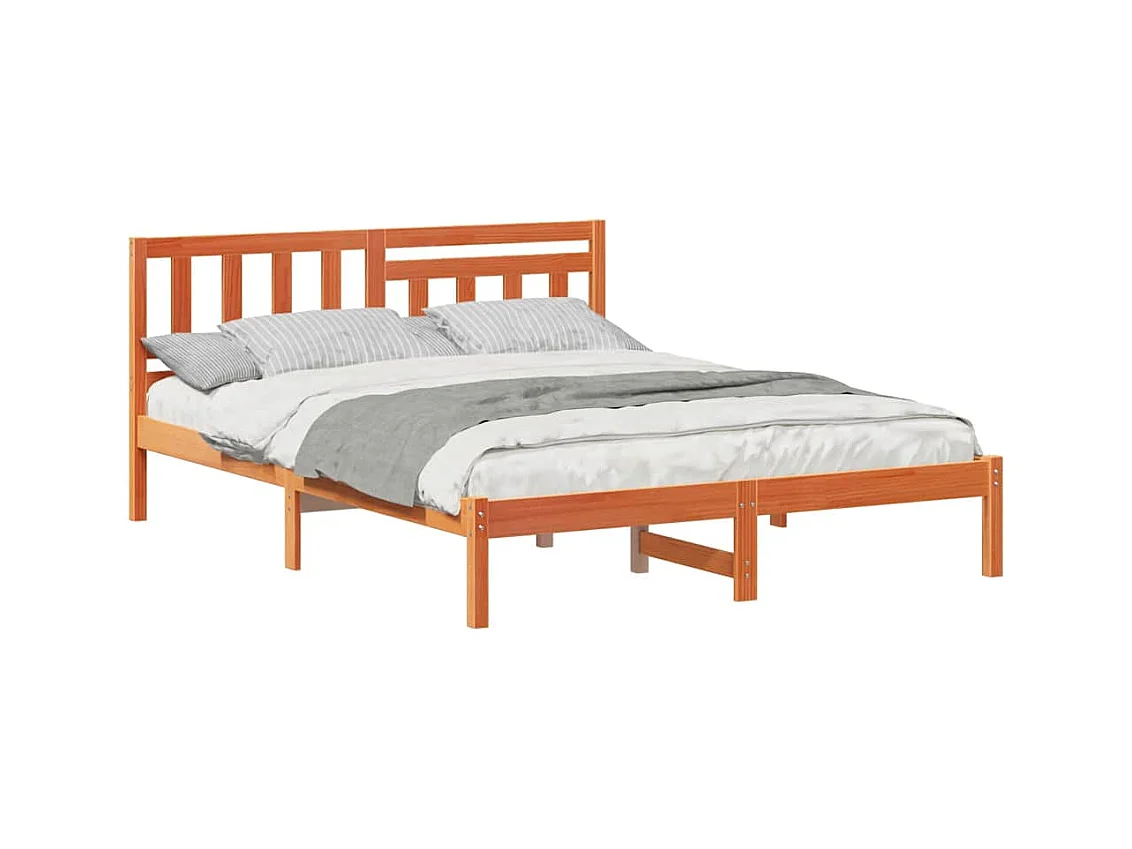 Cadre de lit Marron cire 160 x 200 cm Bois massif en pin