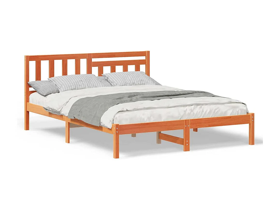Cadre de lit Marron cire 160 x 200 cm Bois massif en pin
