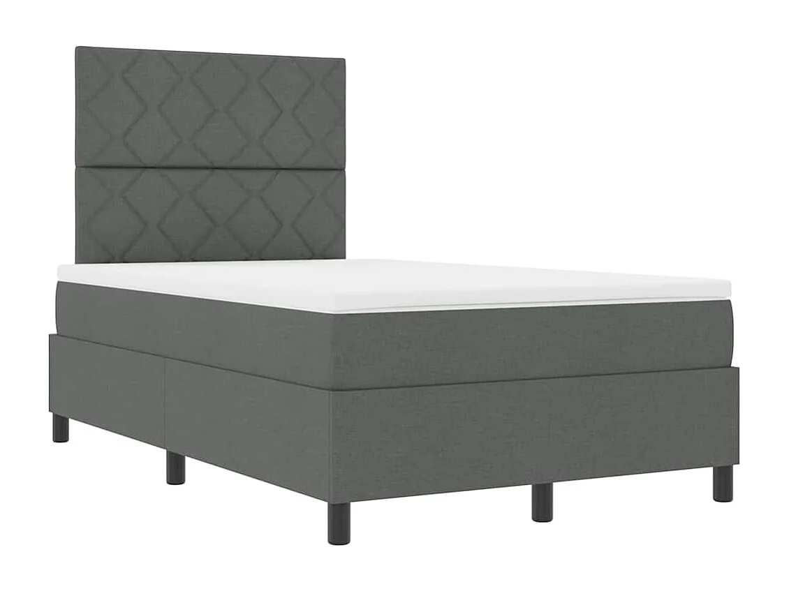 Cadre de lit avec matelas Gris foncé 120 x 190 cm tissu
