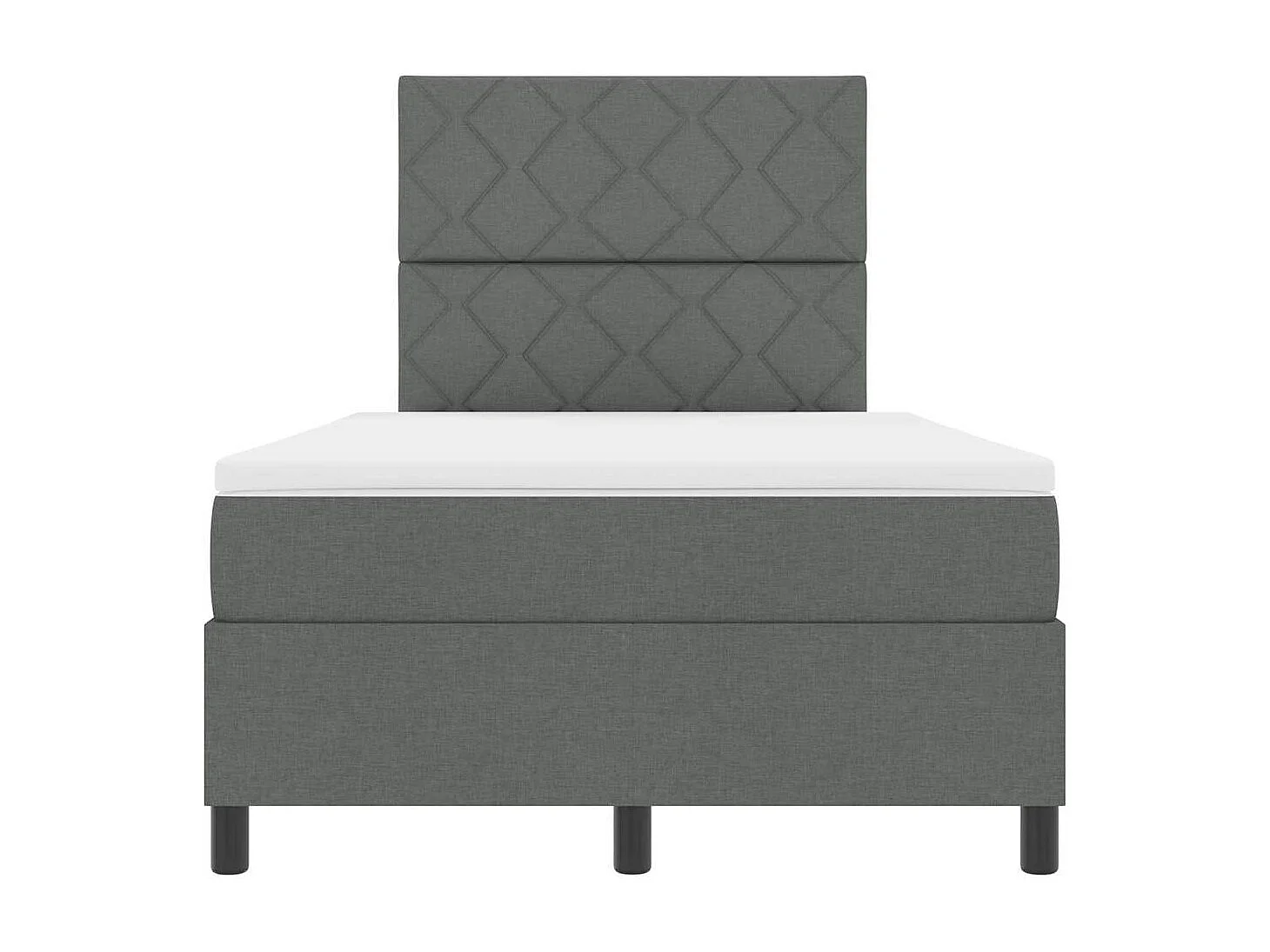 Cadre de lit avec matelas Gris foncé 120 x 190 cm tissu